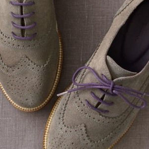 Boden Grey Suede Lace-Up Wingtip Oxford Shoes
